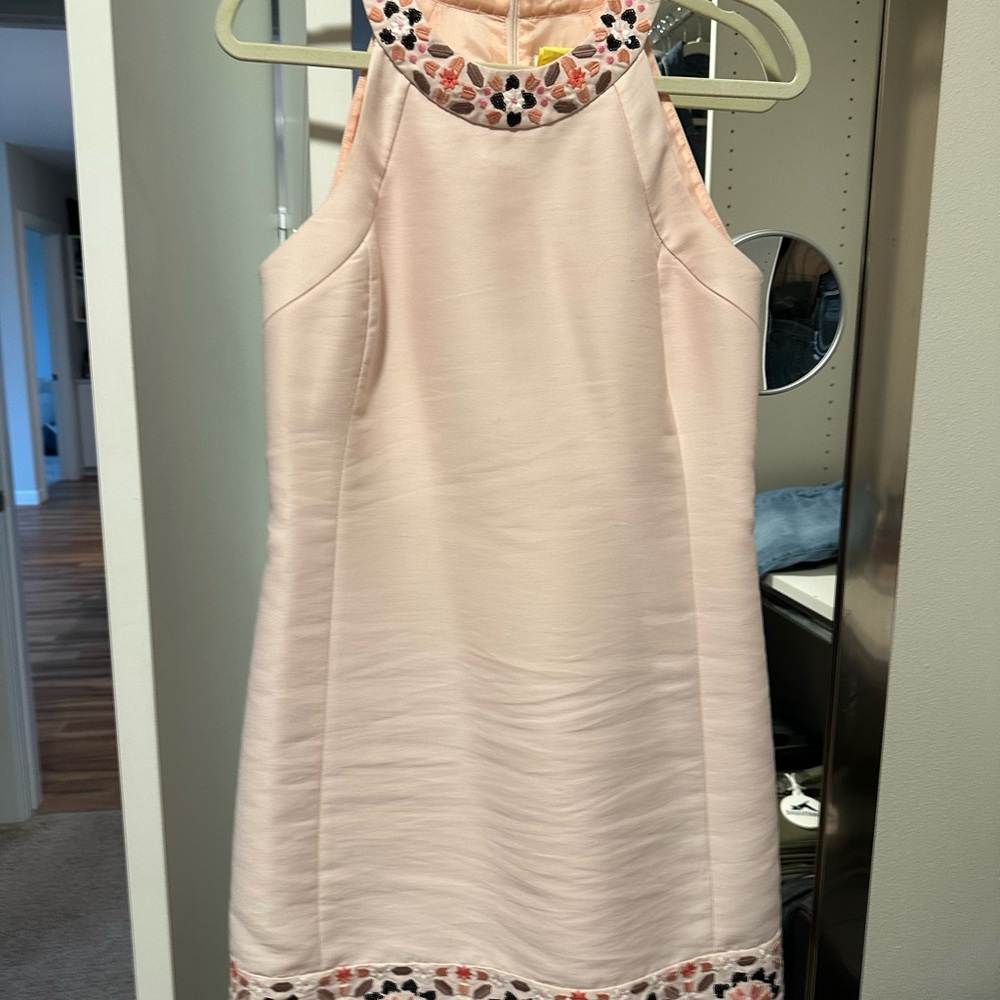 Floral Embroidered Dress - Pink